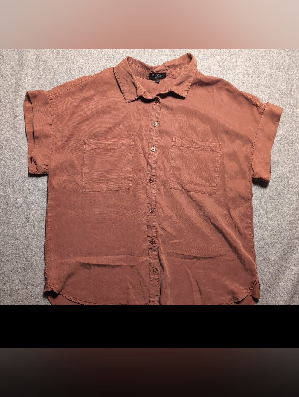Velvet Heart Los Angeles Rust Terracotta 100% Tencel Short Sleeve Button Up